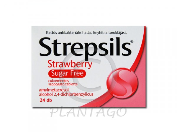 Strepsils Strawberry Sugar Free szopogató tabletta 24x