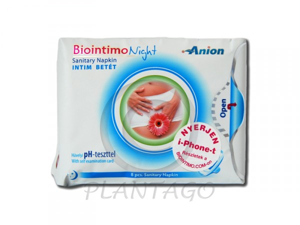 Biointimo Night Anion tartalmú intim betét pH teszttel 8x
